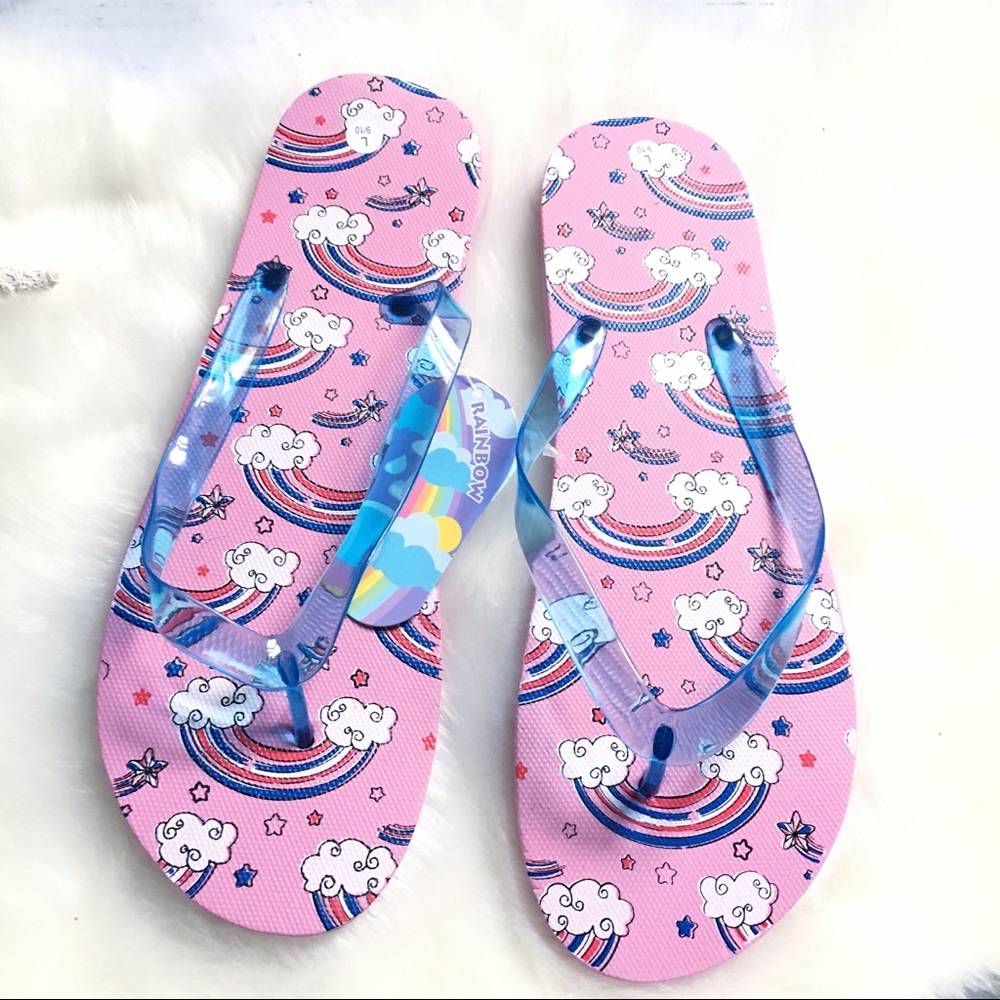 RAINBOW Boutique Pink Pride Rainbow Design Flip Flop 10.5